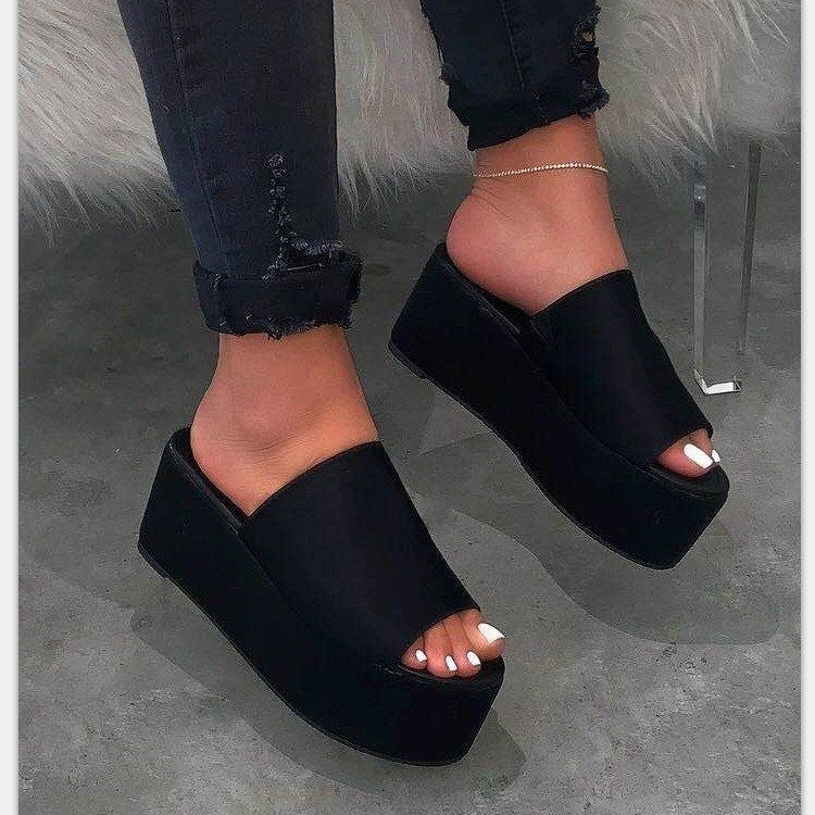 Dame nan Plateau-Mules med leopardprint, åben tåparti og polstret komfortfodbed Skovae