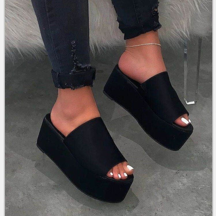 Dame nan Plateau-Mules med leopardprint, åben tåparti og polstret komfortfodbed Skovae