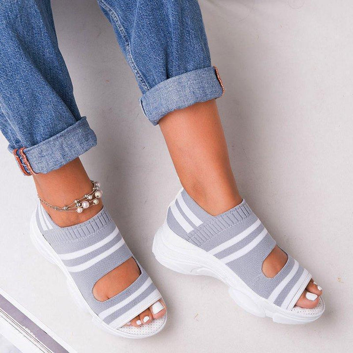 Dame Trendy Sport-Sandaler med elastisk Strik-Ovenflade og skridsikker Såle Stilla