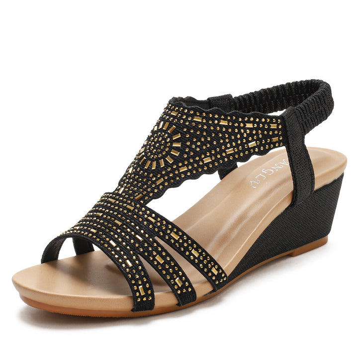 Dame Wedge-sandaler med elegant glimmerbånd-dekoration Stilla