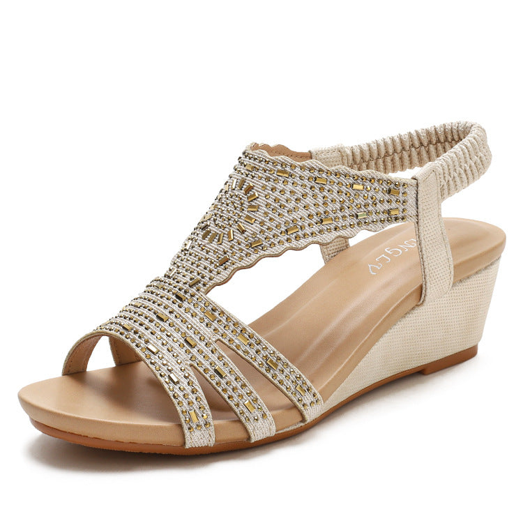 Dame Wedge-sandaler med elegant glimmerbånd-dekoration Stilla