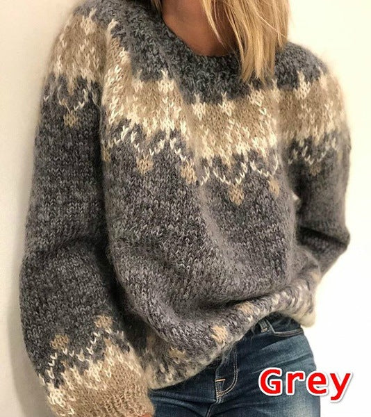 Kvinders hyggelige sweater med geometrisk mønster Stilla