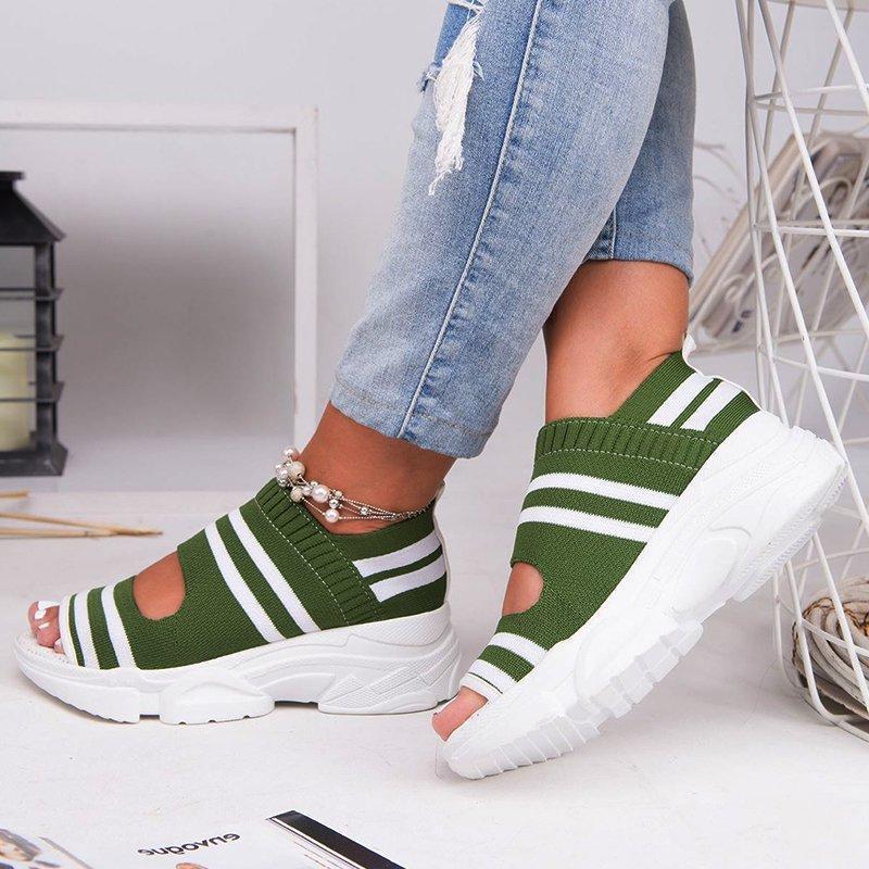 Dame Trendy Sport-Sandaler med elastisk Strik-Ovenflade og skridsikker Såle Stilla
