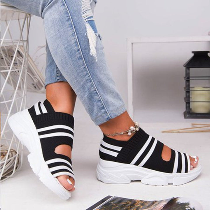 Dame Trendy Sport-Sandaler med elastisk Strik-Ovenflade og skridsikker Såle Stilla