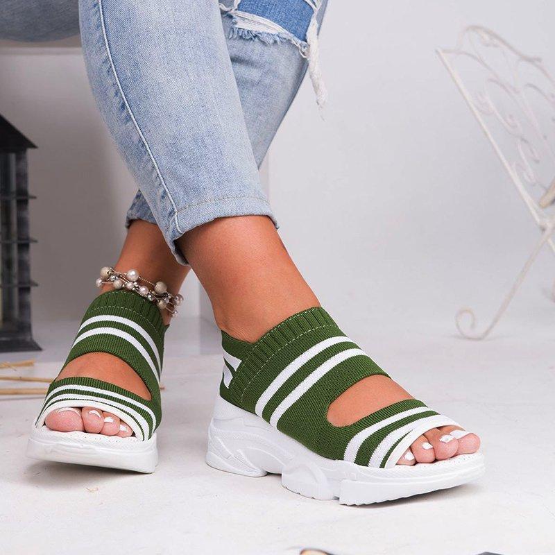 Dame Trendy Sport-Sandaler med elastisk Strik-Ovenflade og skridsikker Såle Stilla