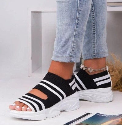 Dame Trendy Sport-Sandaler med elastisk Strik-Ovenflade og skridsikker Såle Stilla