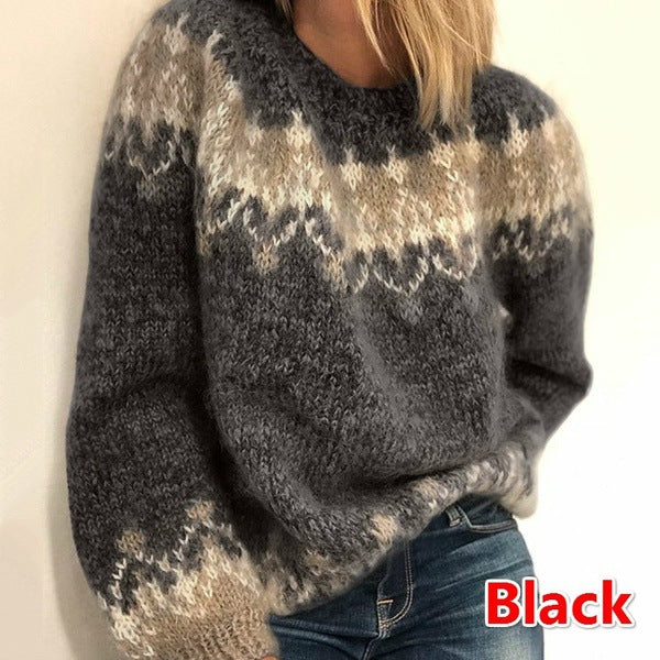 Kvinders hyggelige sweater med geometrisk mønster Stilla