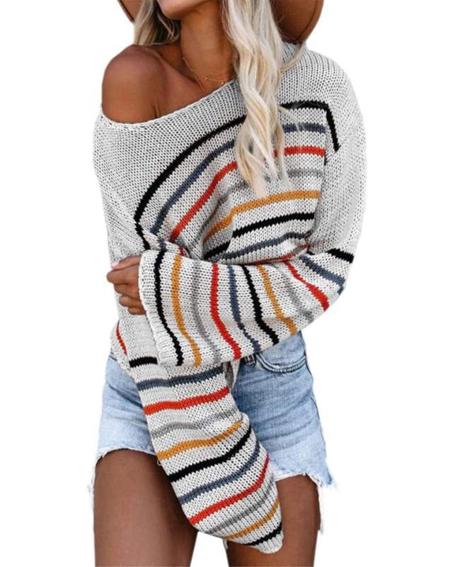 Dame stribet, afslappet sweater Stilla