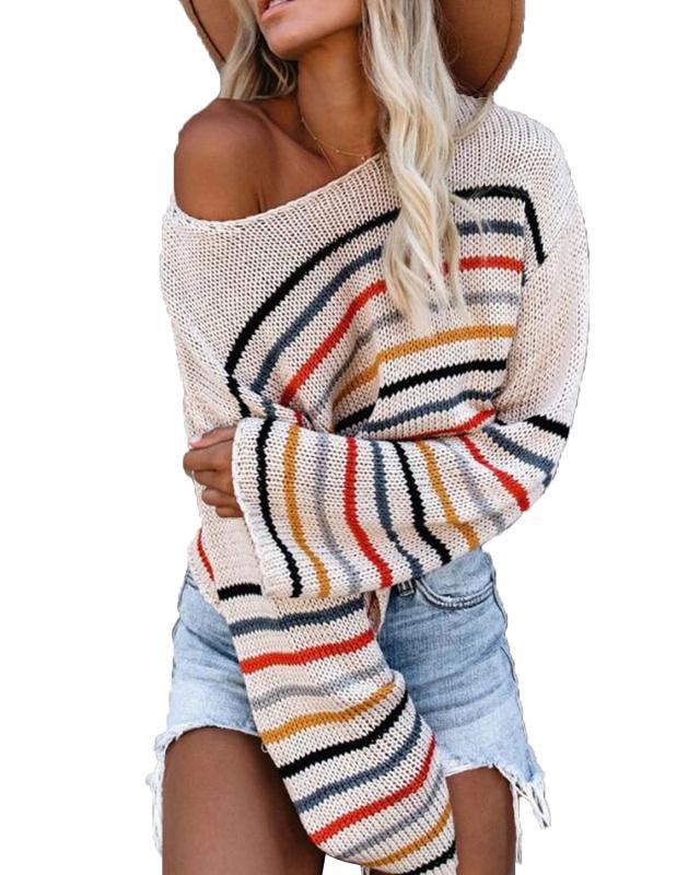 Dame stribet, afslappet sweater Stilla
