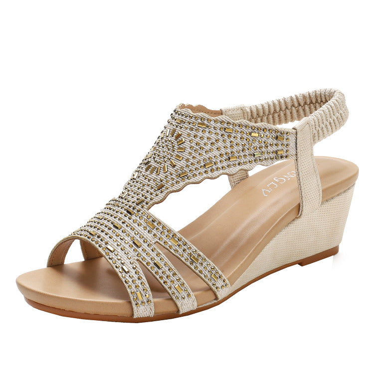 Dame Wedge-sandaler med elegant glimmerbånd-dekoration Stilla