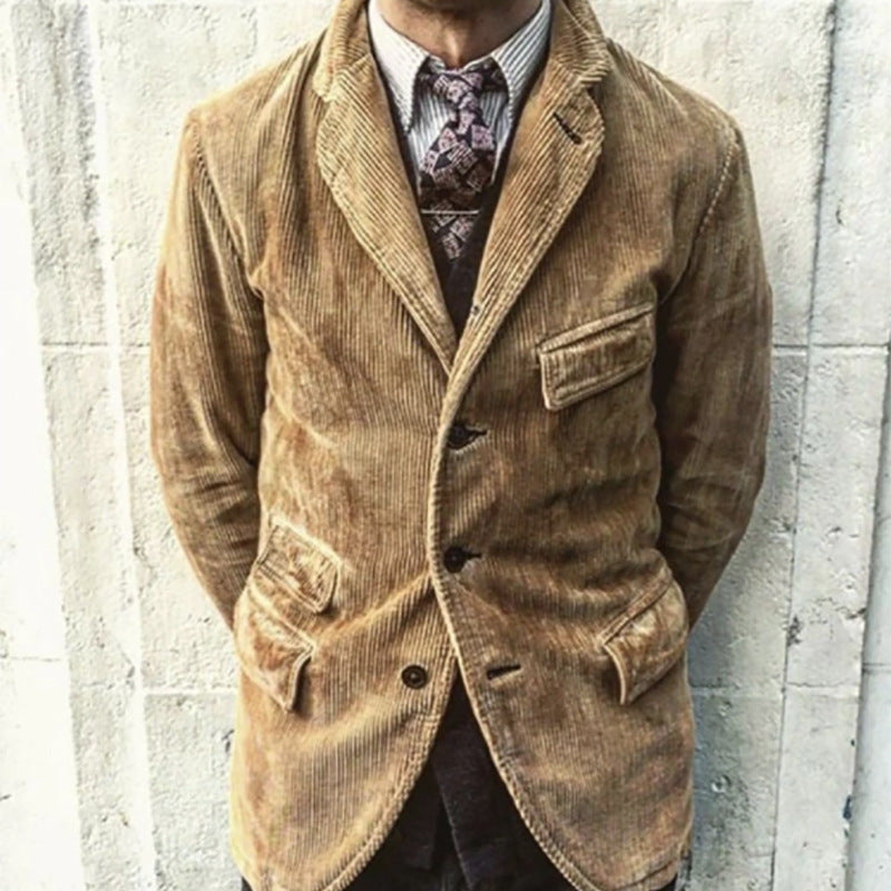 Herrer smart cord blazer jakke med praktiske lommer og elegant pasform Stilla