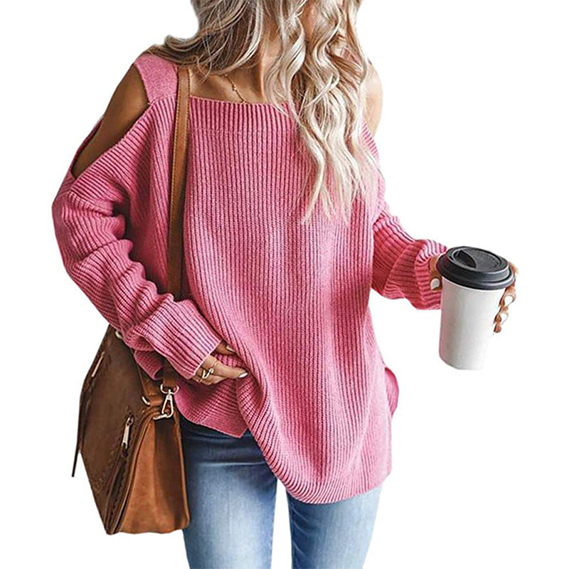 Dame afslappet sweater med skulderfri detaljer Stilla