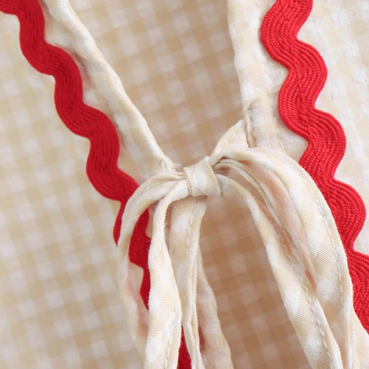 Stilla | Gingham Bånd Front Strikketrøje Med Hjerte Detaljer