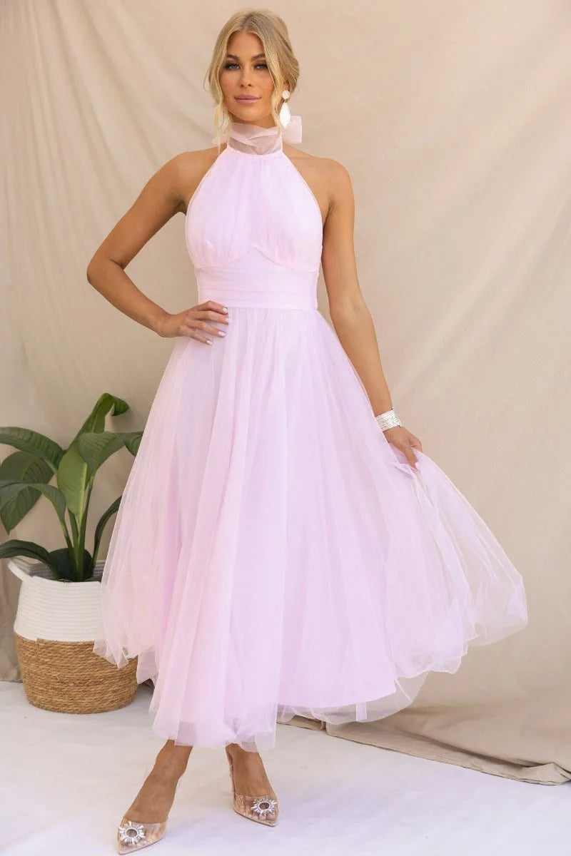 Stilla | Halter Tulle Mid Kjole