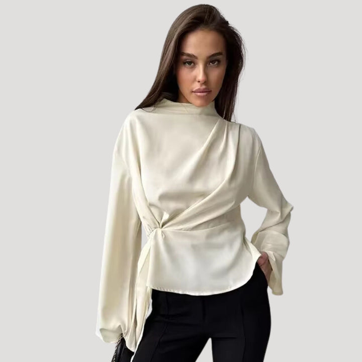 Stilla | Kvindernes Asymmetrisk Draperet Satin Top