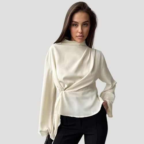 Stilla | Kvindernes Asymmetrisk Draperet Satin Top