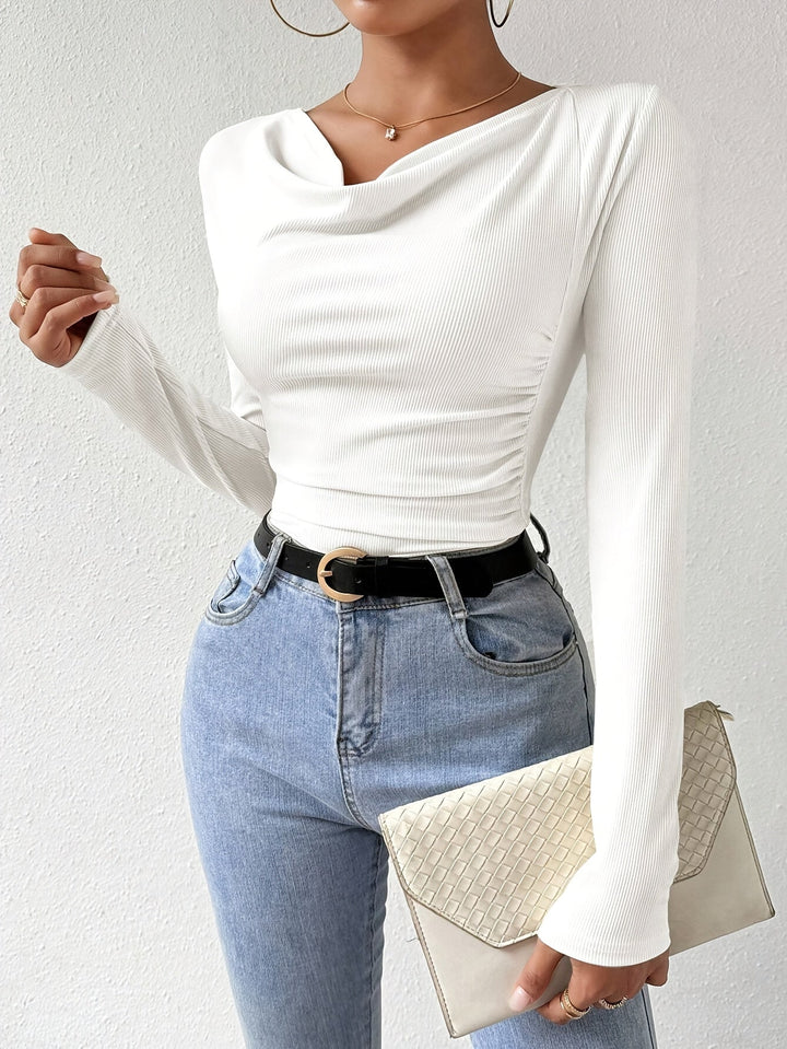 Stilla | Draperet Top Med Krave