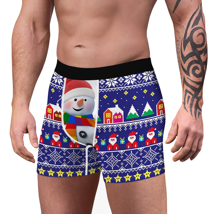 Herren Boxershorts med festligt snemand-design Stilla