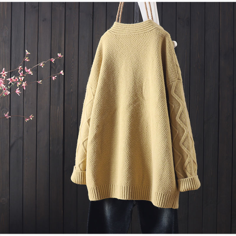 Kvinders chunky strikket cardigan med unik kabelstrikstruktur og fashionable knapdetaljer Stilla