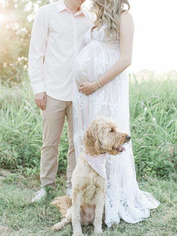 Stilla | Kjole Til Fotoshoot Net Broderi Maxi Maternitet Kjole Elegante Festkjole