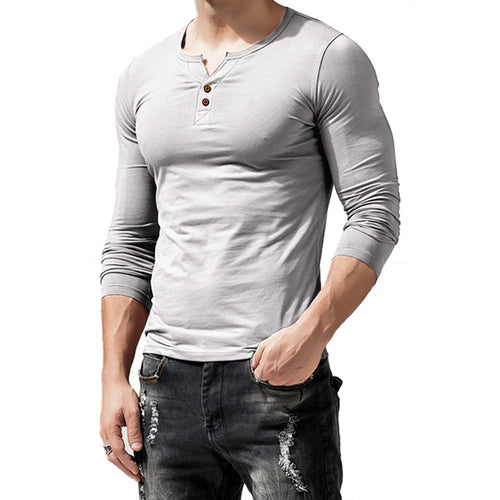 Herrer Langærmet Henley Skjorte med moderne Knapstribe-design Stilla