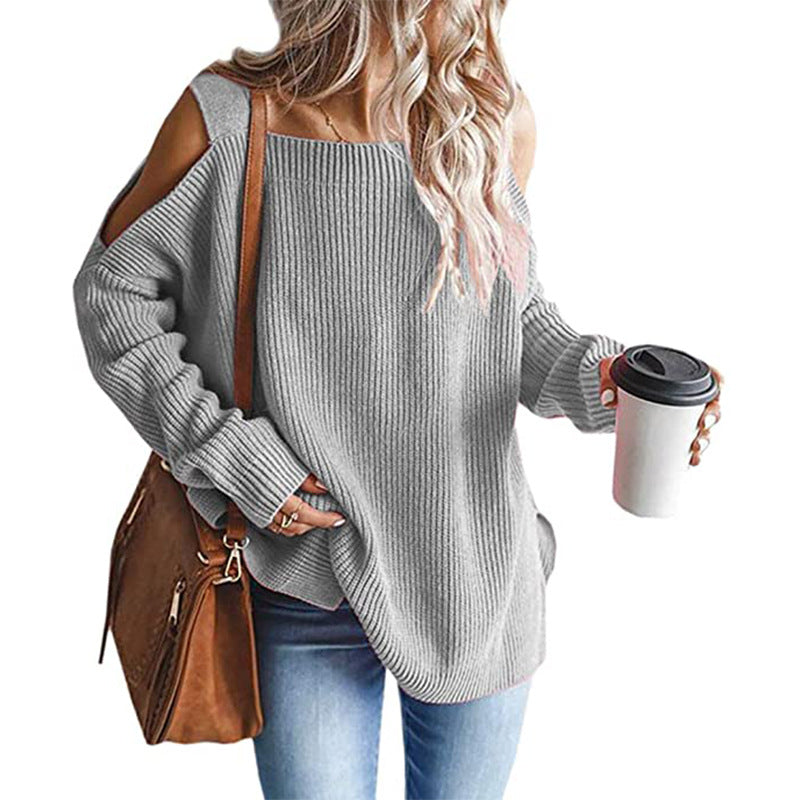 Dame afslappet sweater med skulderfri detaljer Stilla
