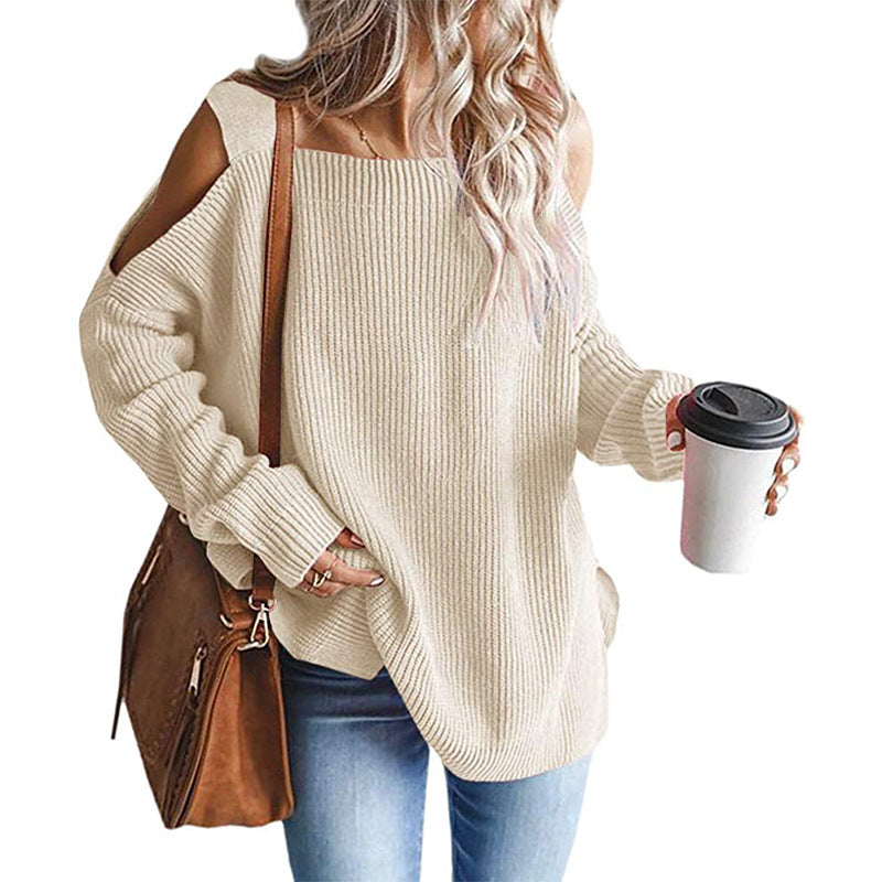 Dame afslappet sweater med skulderfri detaljer Stilla