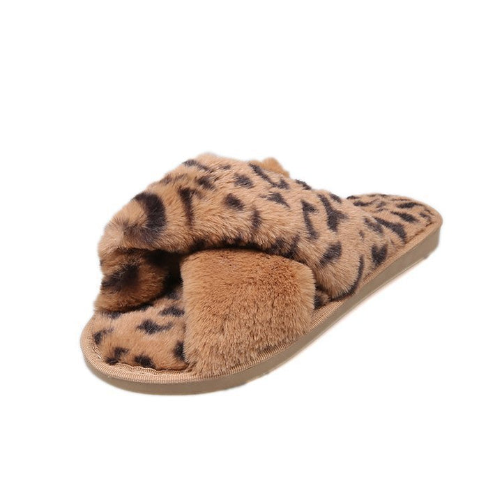 Dame Fuzzy Pantoletter med moderne Leopardskindsmønster Stilla