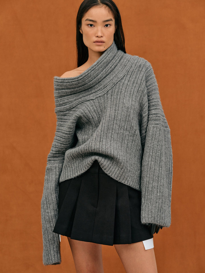 Stilla | Oversized Striktrøje Med High Roll