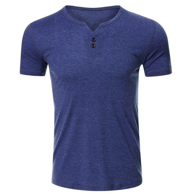 Herrer kortærmet Henley-T-shirt med moderne knapdesign og komfortabel pasform Stilla