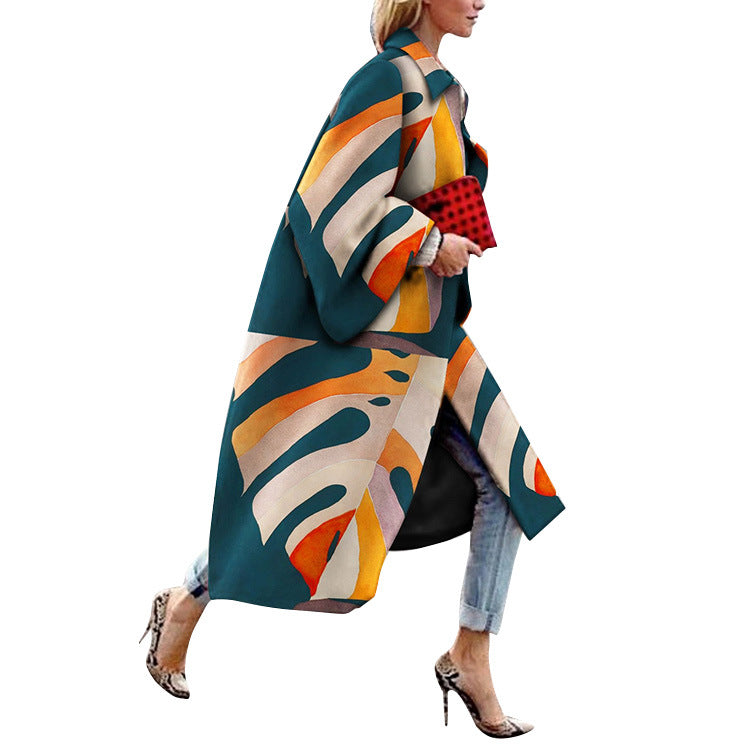 Dame Kimono-frakke med iøjnefaldende farvedesign og bred pasform Stilla
