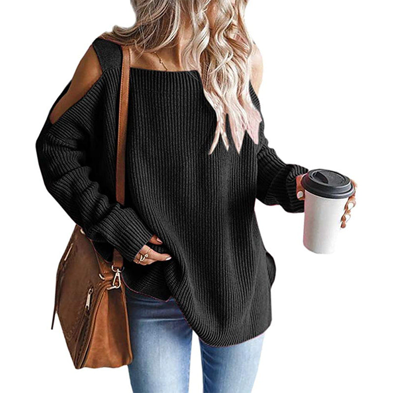 Dame afslappet sweater med skulderfri detaljer Stilla