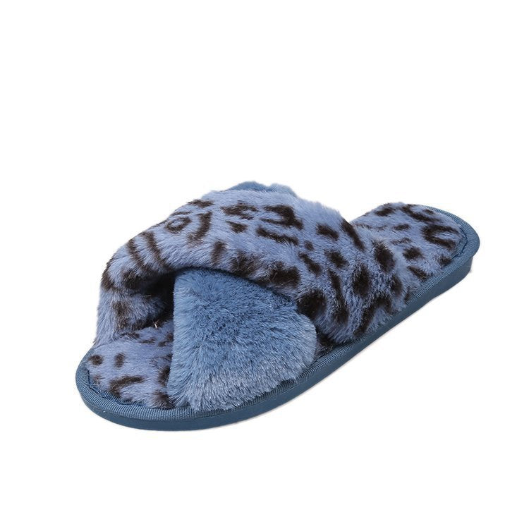 Dame Fuzzy Pantoletter med moderne Leopardskindsmønster Stilla