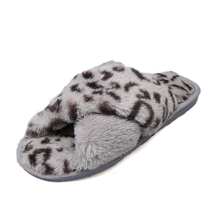 Dame Fuzzy Pantoletter med moderne Leopardskindsmønster Stilla