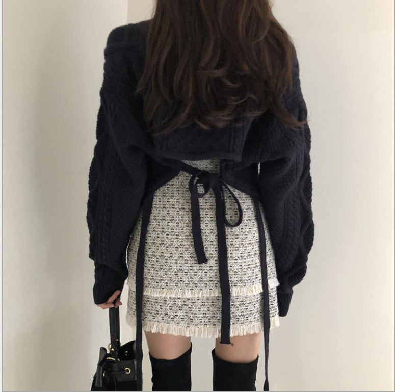Femme Chunky Kabelstrik Åben Front Cardigan Stilla