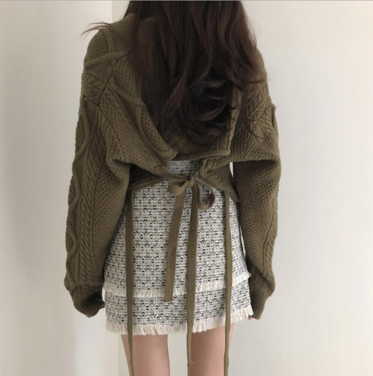 Femme Chunky Kabelstrik Åben Front Cardigan Stilla