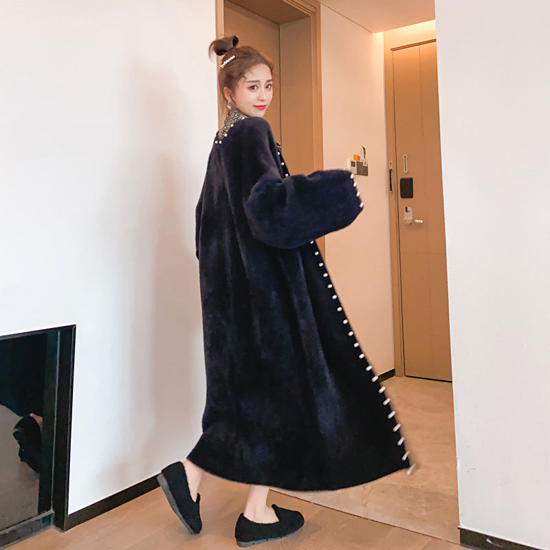 Femme Oversized Plysstrik-Kardigan med dekorative knapper Stilla