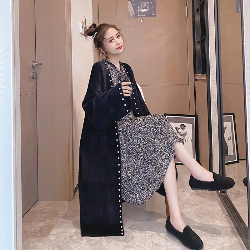 Femme Oversized Plysstrik-Kardigan med dekorative knapper Stilla