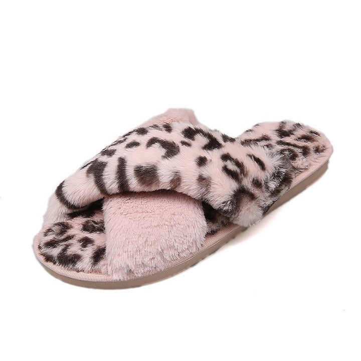 Dame Fuzzy Pantoletter med moderne Leopardskindsmønster Stilla