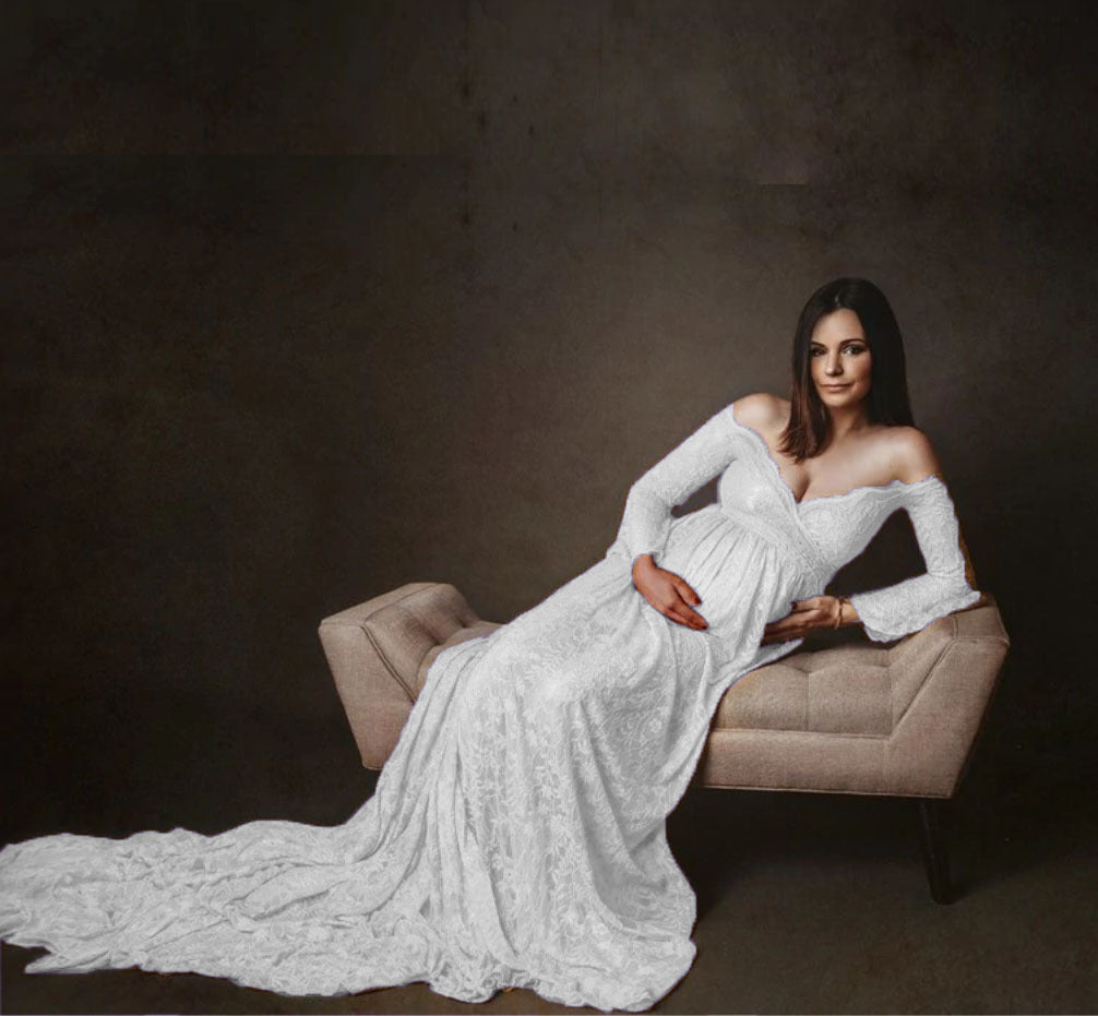 Dame Blomster Lace Graviditetskjole Stilla
