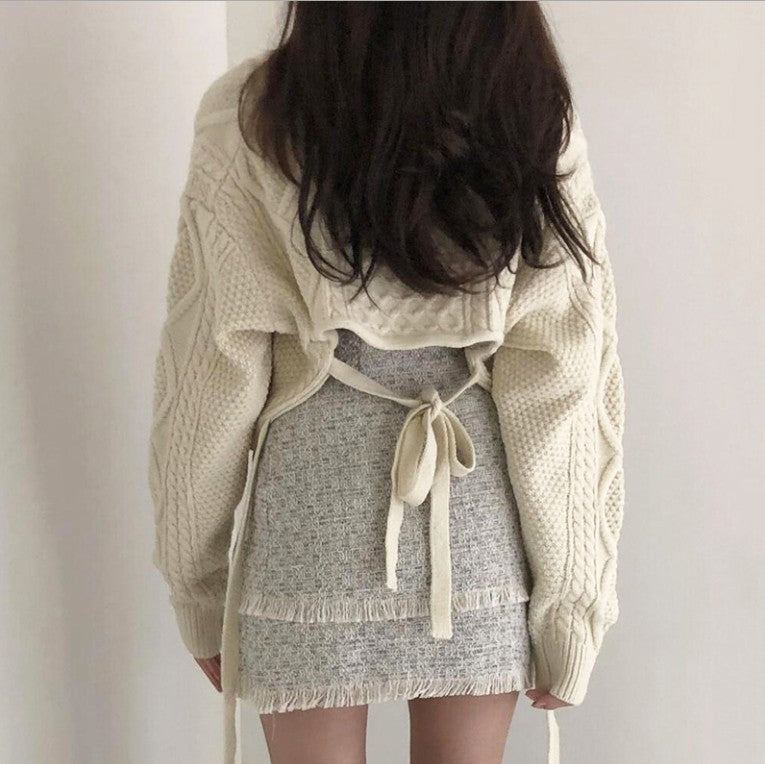 Femme Chunky Kabelstrik Åben Front Cardigan Stilla