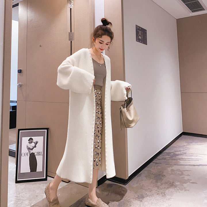 Femme Oversized Plysstrik-Kardigan med dekorative knapper Stilla