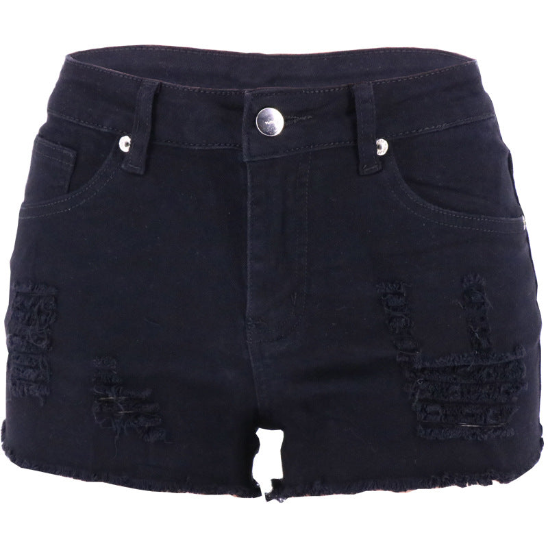 Dame korte jeans-shorts med afslappet top Stilla