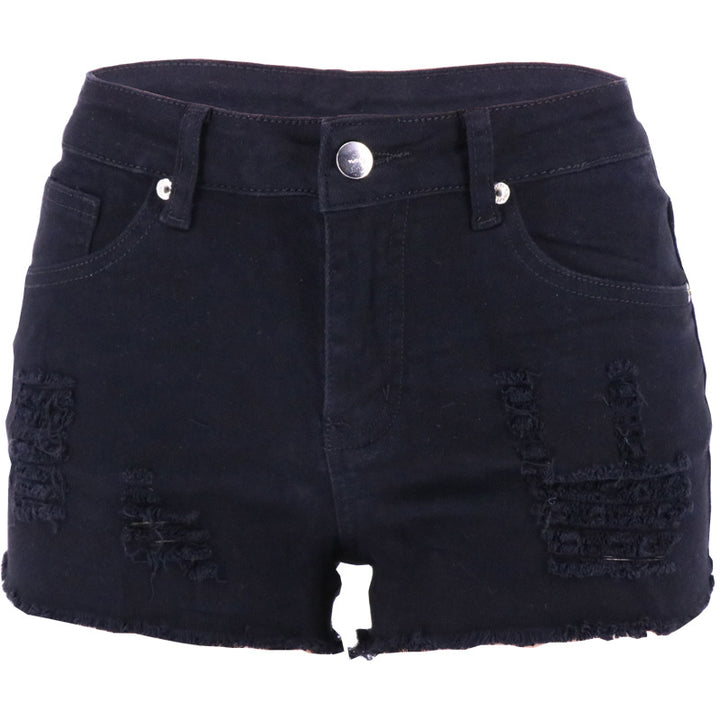 Dame korte jeans-shorts med afslappet top Stilla