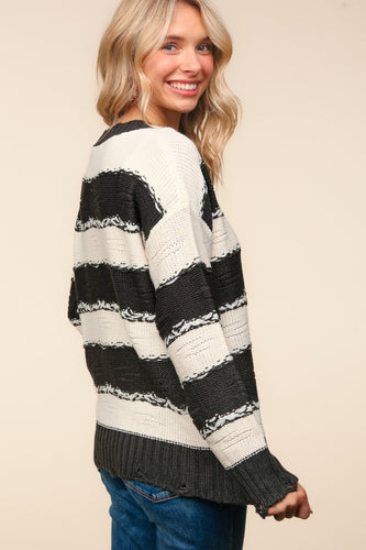 Stilla | Stribet, Kontrasterende, Slidt Pullover Fra Haptics
