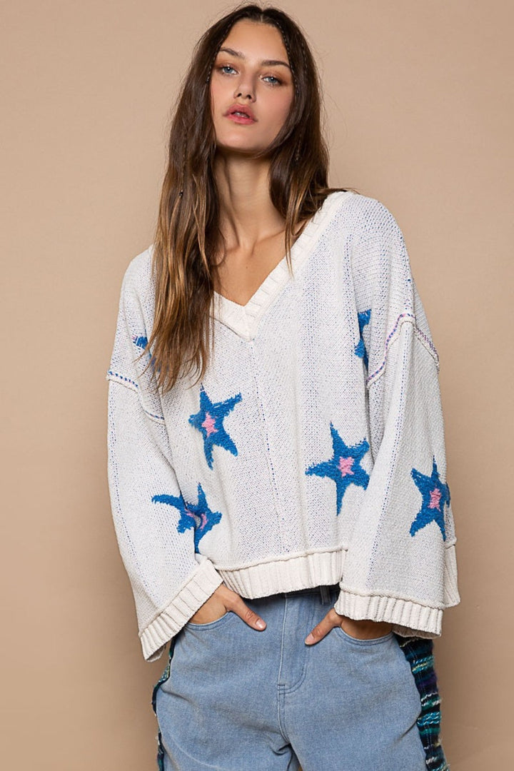 Stilla | Langærmet sweater med stjerne-patch og behagelig pasform