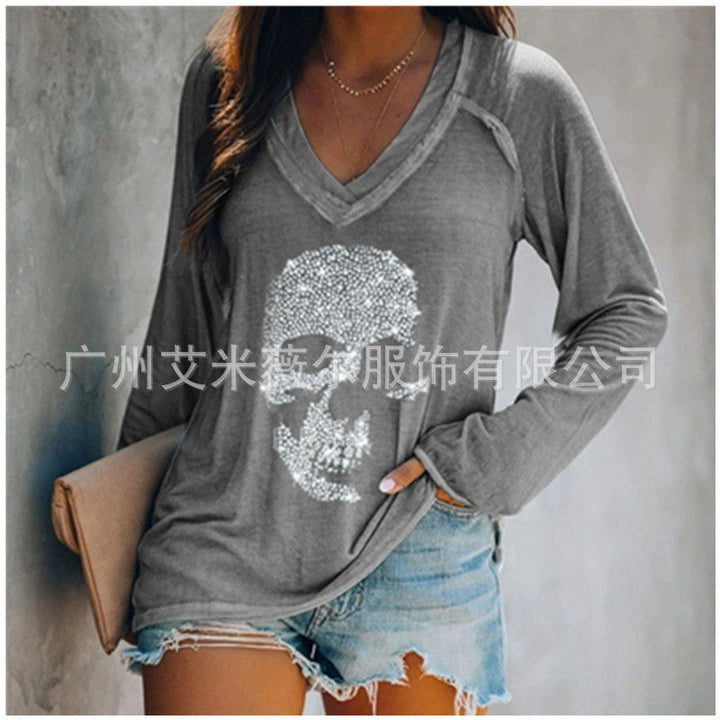 Stilla | Casual Lange Ærmer Pullover Dyb V-Hals T-shirt