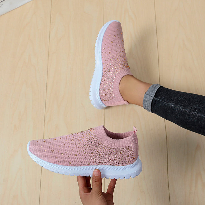 Dame Glamourøse Slip-On Sneakers med glitrende applikationer Stilla