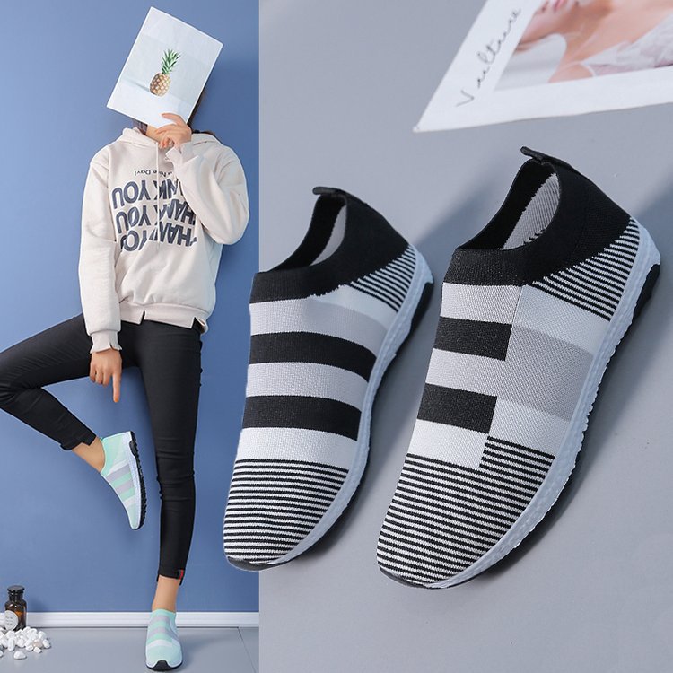 Dame Åndbare Slip-On Sneakers med Stretch-Overdel og skridsikker Såle Stilla