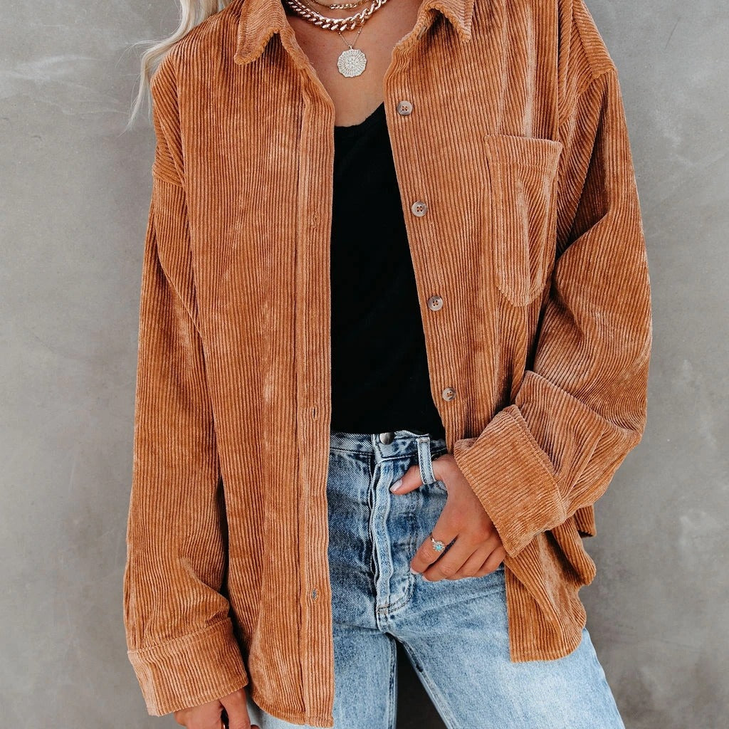 Damer cordbluse i afslappet oversized-snit Stilla